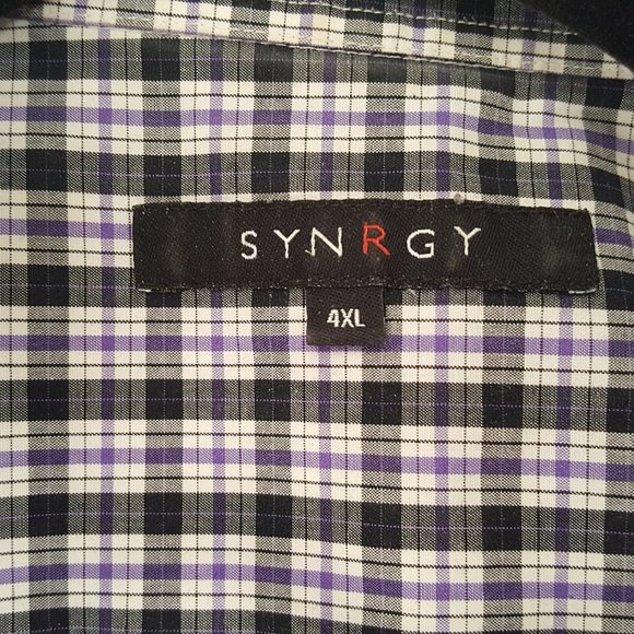 SYNERGY Men's Shirt 3XL Plaid Cut Off Sleeves - Picture 3 of 6